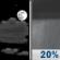 Tonight: A slight chance of rain showers after 2am. Partly cloudy, with a low around 59. South wind around 5 mph. Chance of precipitation is 20%. New rainfall amounts less than a tenth of an inch possible. Tonight: Partly Cloudy then Slight Chance Rain Showers